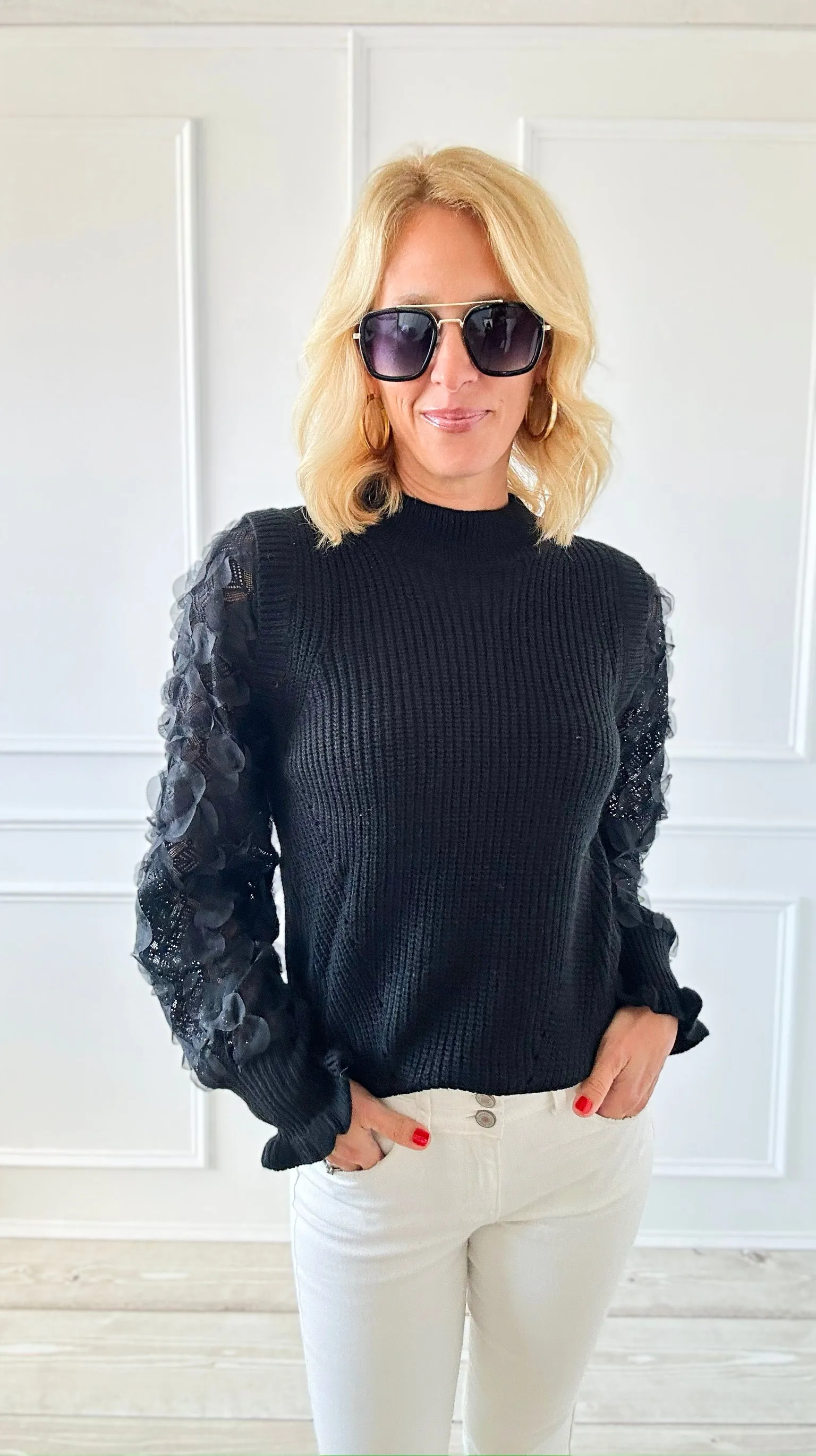 Midnight Petals Knit Sweater