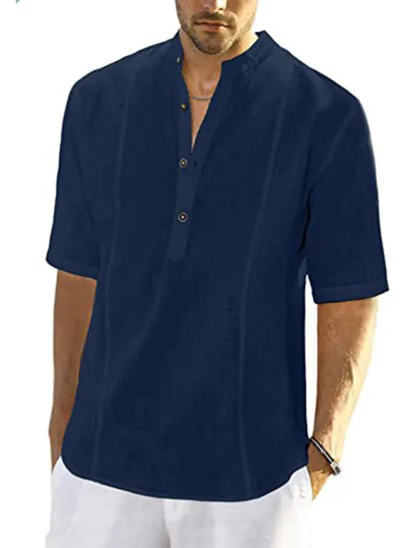 New Arrival Men's Comfortable Casual Linen Shirt With Long Sleeves