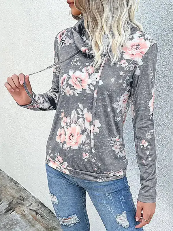 New Ladies Long Sleeve Floral Print Sweatshirt