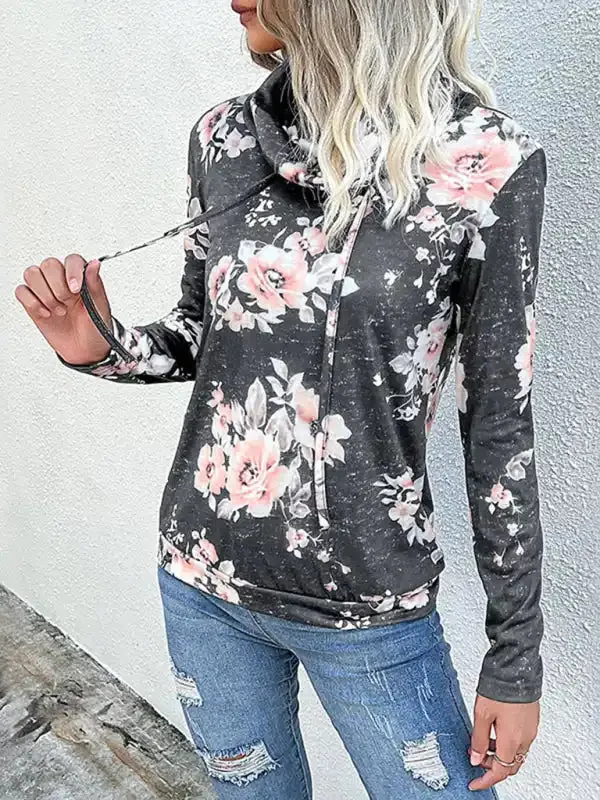 New Ladies Long Sleeve Floral Print Sweatshirt