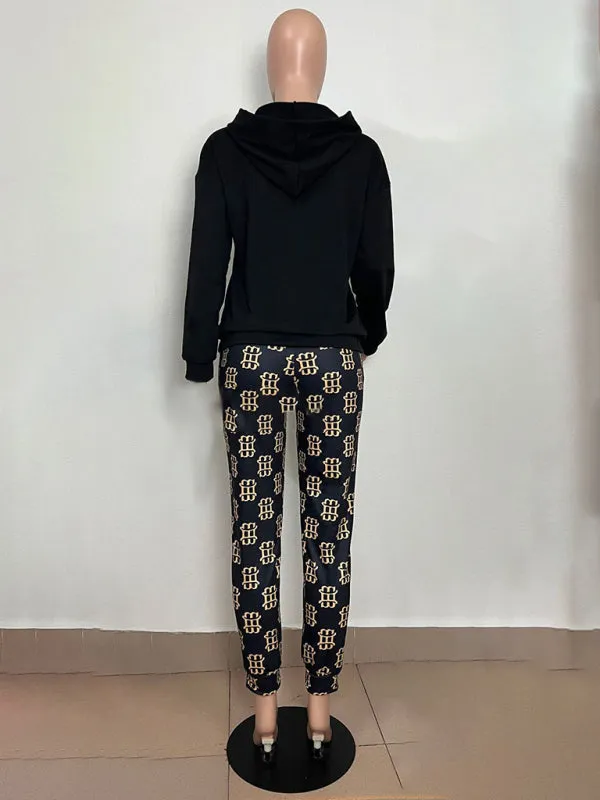 Printed long-sleeved trousers set High-quality sweater set