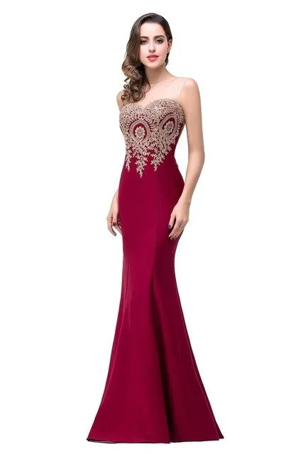 Robe de Soiree Longue Sexy Backless Red Mermaid Lace Evening Dress 2017 Long Cheap Appliques Evening Gowns Vestido de Festa