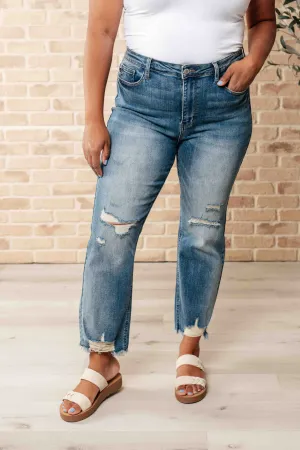 Sally High Waist Distressed Crop Straight Leg Jeans