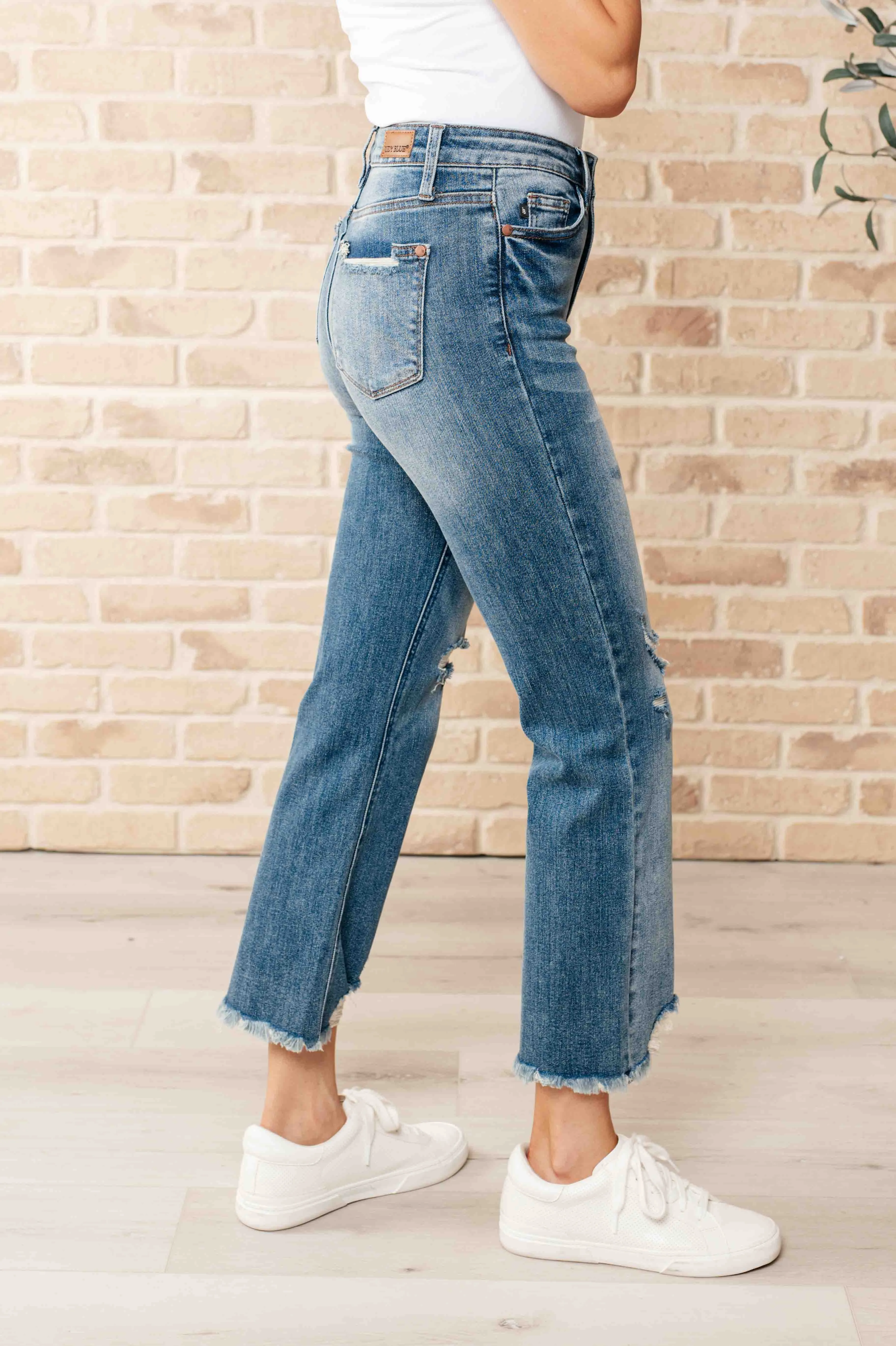 Sally High Waist Distressed Crop Straight Leg Jeans