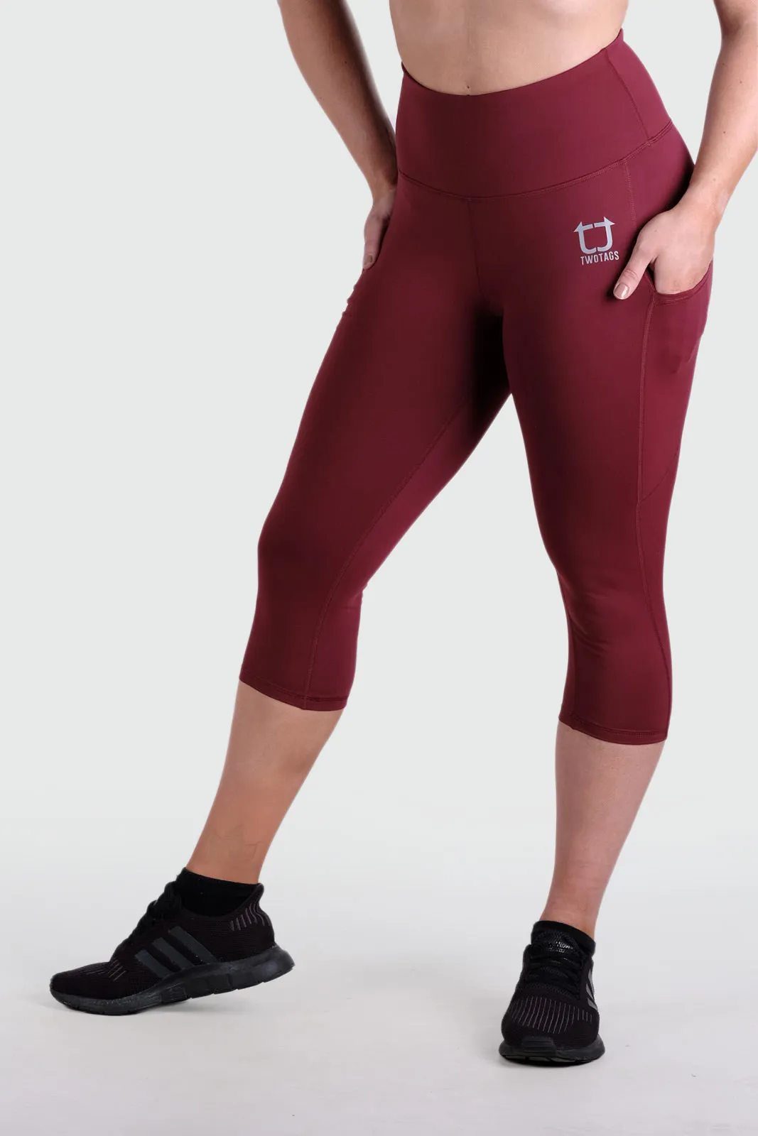 Strappy 3/4 V2 Highwaisted Leggings - Burgundy