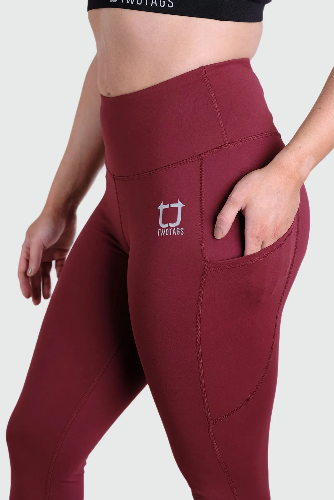 Strappy 3/4 V2 Highwaisted Leggings - Burgundy