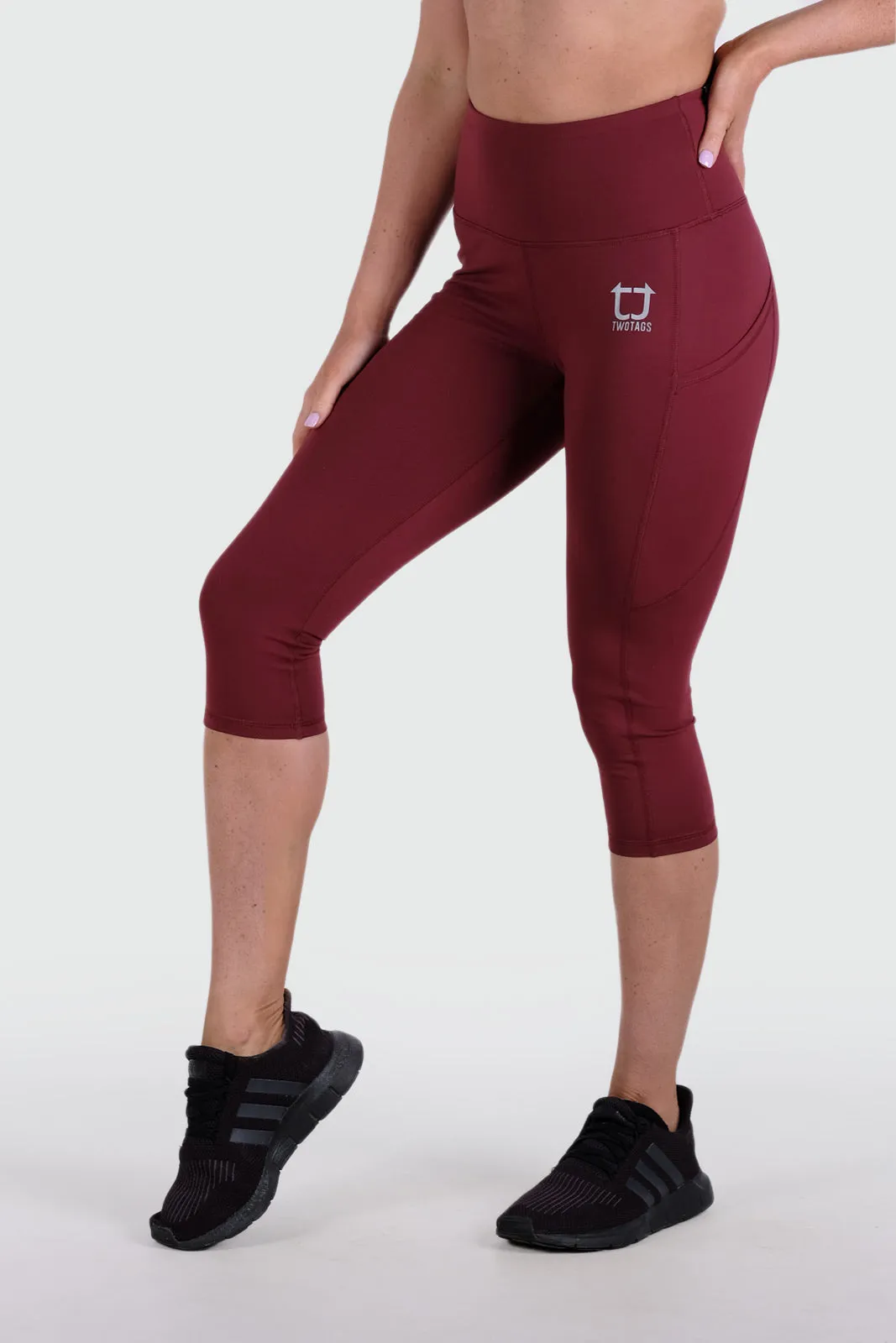 Strappy 3/4 V2 Highwaisted Leggings - Burgundy