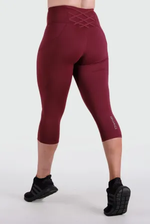 Strappy 3/4 V2 Highwaisted Leggings - Burgundy