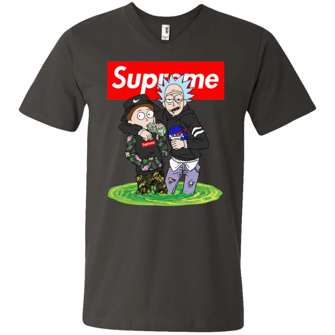 Supreme Rick And Morty T-shirt Men V-Neck T-Shirt