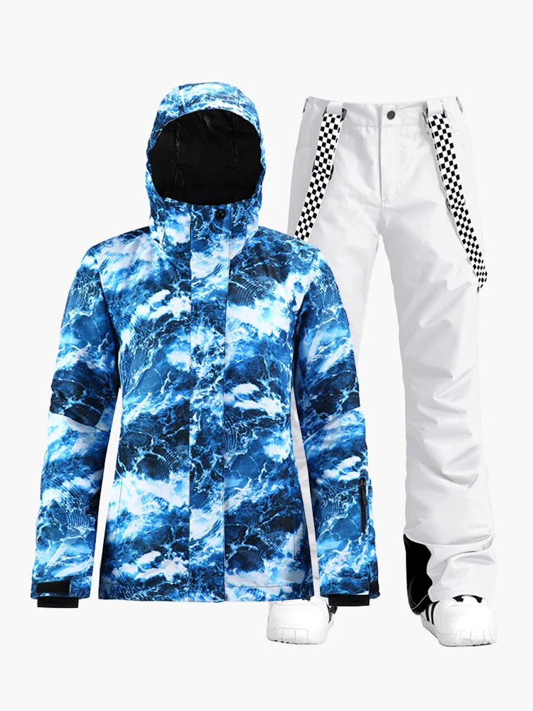 The new ski pants suit thickened warmth, waterproof and breathable snow travel equipment double board snow suit