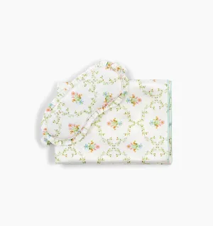 The Ruffle Eye Mask & Silk Pillowcase Set - Pastel Trellis