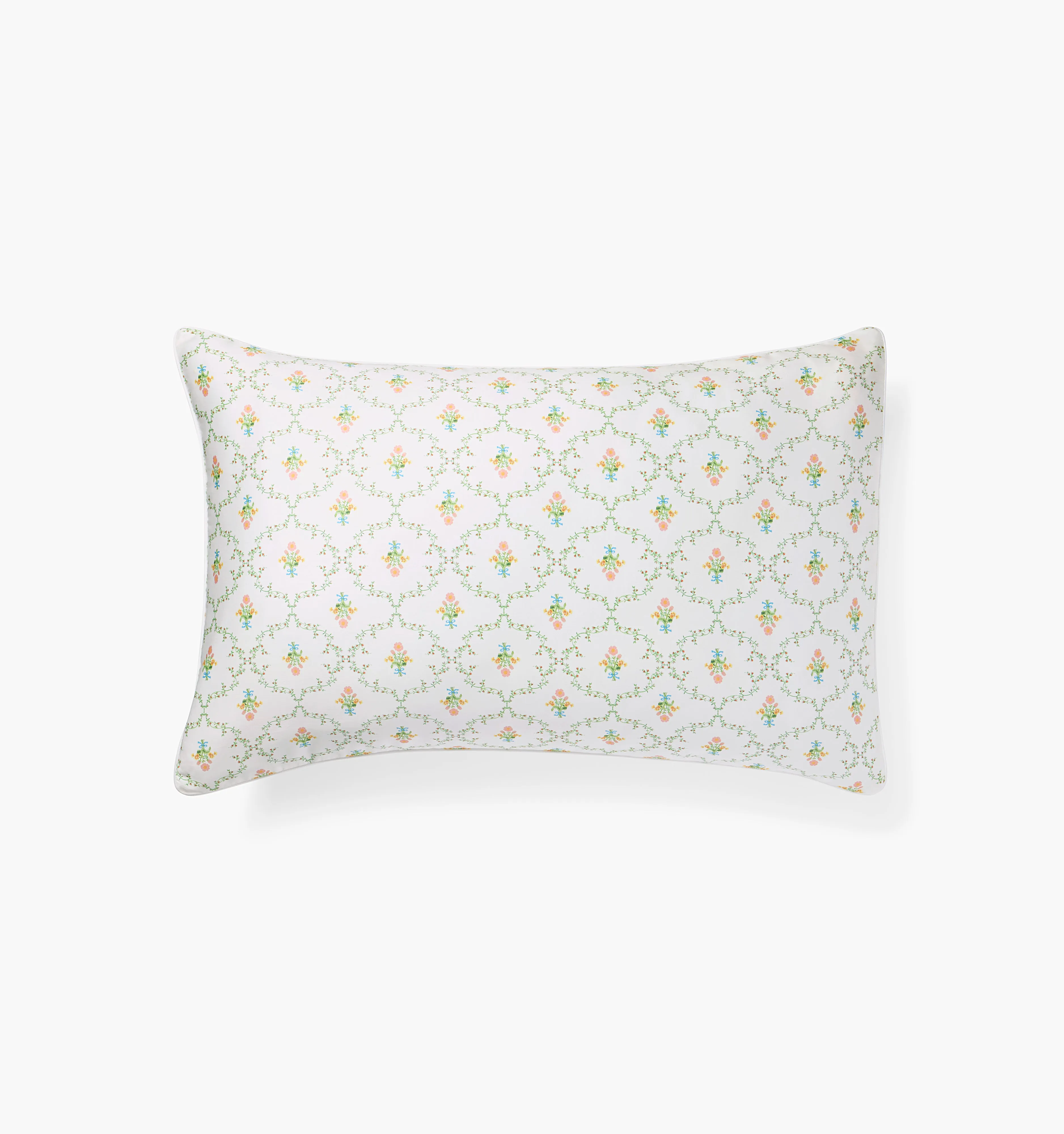 The Ruffle Eye Mask & Silk Pillowcase Set - Pastel Trellis