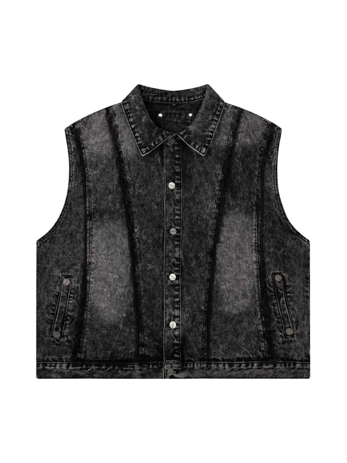 Thesupermade Raw Edge split Washed Denim Vest