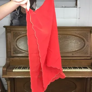 Vintage 50s 60s | Red Chiffon Scalloped Edge MOD Scarf