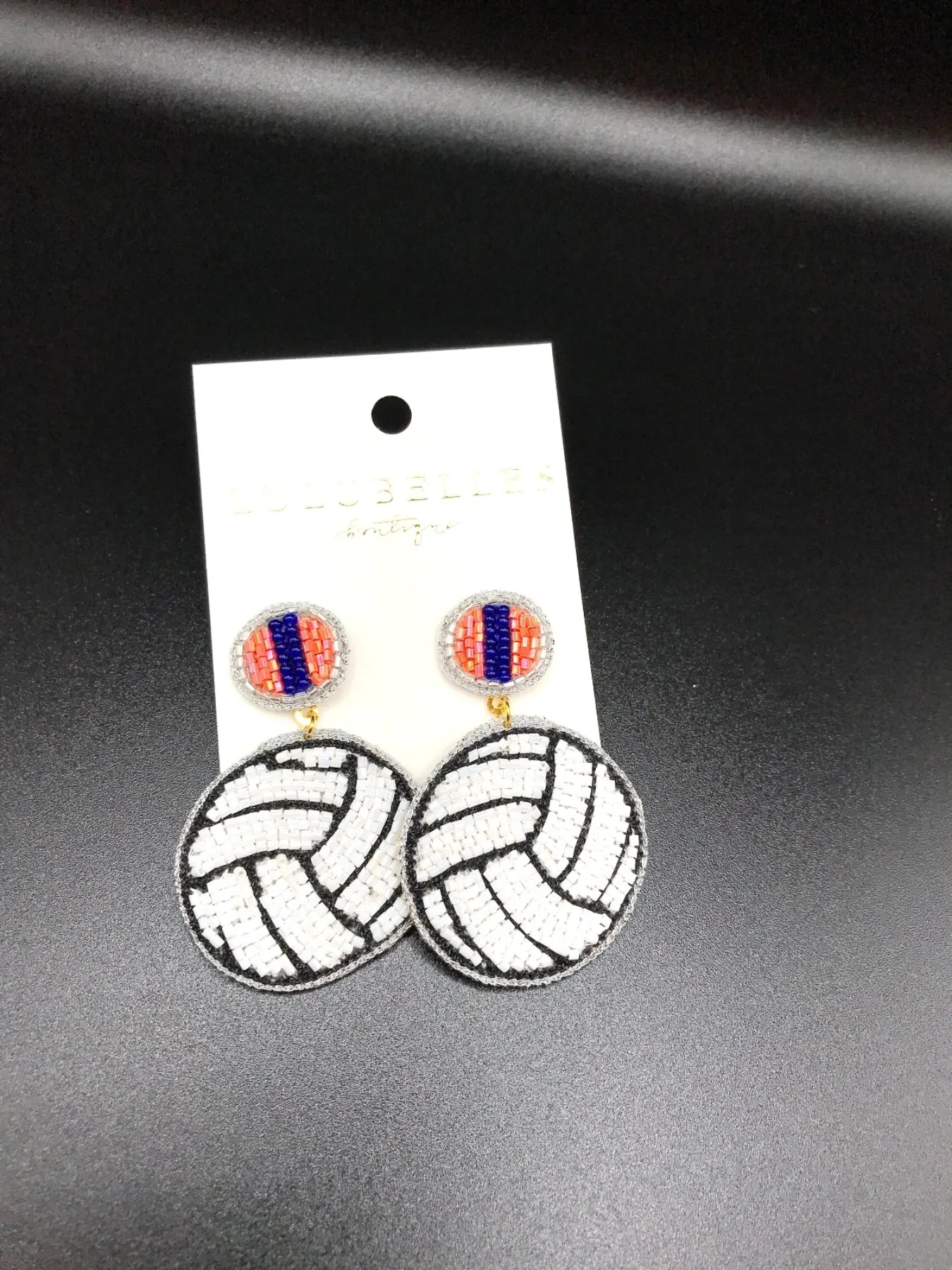 Volleyball Hand Beaded Earring