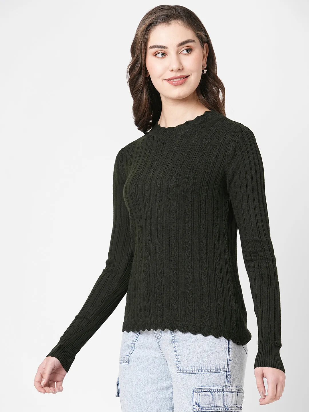 Women Solid Casual Wear Sweater