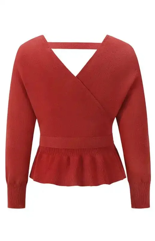 Women’s Fashion Casual Mock Wrap Knit Sweater