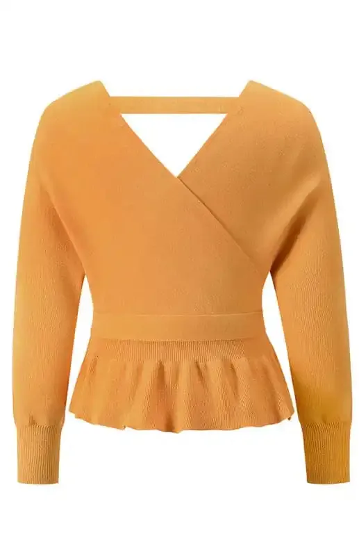 Women’s Fashion Casual Mock Wrap Knit Sweater