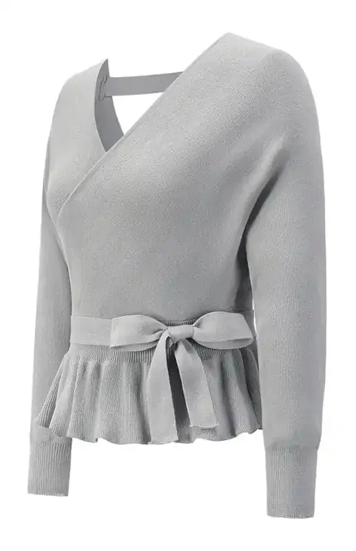 Women’s Fashion Casual Mock Wrap Knit Sweater