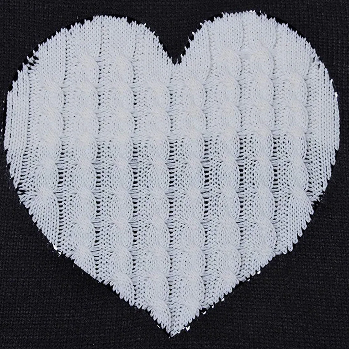 Women's Long Sleeve Crewneck Cute Heart Knitted Sweaters