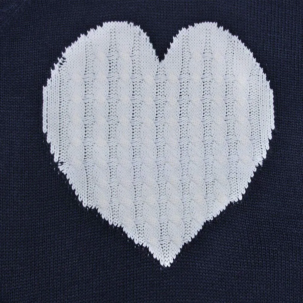 Women's Long Sleeve Crewneck Cute Heart Knitted Sweaters